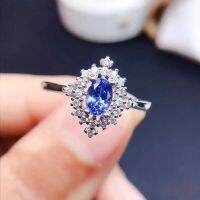 BNHMJUYHGT เครื่องประดับธรรมชาติ Tanzanite หมั้นผู้หญิง1CT แทนซาไนท์ธรรมชาติเครื่องประดับ925สวมใส่ทุกวันเงิน Tanzanite