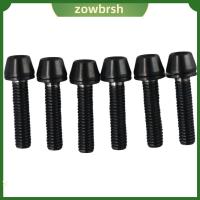 ZOWBRSH 6pcs M5 20มม. สกรูหัวหกเหลี่ยมอัลเลน สีดำสีดำ โลหะผสมไททาเนียม สำหรับชิ้นส่วนต้นกำเนิดจักรยาน ประสิทธิภาพสูงมาก สลักเกลียวหัวเรียวพร้อมสกรูเครื่องซักผ้า จักรยานสำหรับขี่จักรยาน