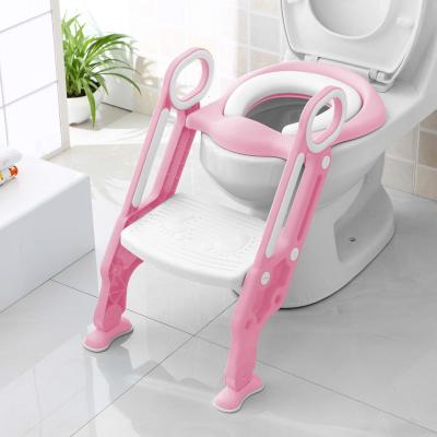 Potty Training Toilet Seat with Step Stool for Kids, Potty Chair with Sturdy Non-Slip Floor Pads and Wide Steps for Boys&Girls