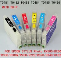 หมึกสำหรับ EPSON เติมได้ใน T0481 T0486สินค้าขายดี STYLUS Photo RX500 RX600 R300 R300M R200 R220 R320 R340 RX620ชิปรีเซ็ตอัตโนมัติ