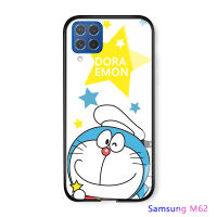 UCUC เคสโทรศัพท์เคสสำหรับ Samsung Galaxy M62ปลอก Samsung F62การ์ตูนหรูหราสำหรับสาวแมว Doraemon กรณี Glossy กระจกเทมเปอร์กลับ Soft Edge เคสโทรศัพท์