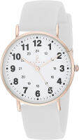 Plaris Nurse Watch for Medical Professionals,Nurses,Doctors,Students with Easy to Read Dial, Military Time, Second Hand and More Colors to Match Your Scrubs 01-RoseGold White Silicone