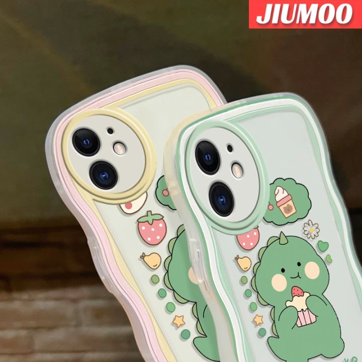 เคส-jiumoo-สำหรับ-iphone-11-11-pro-11-pro-max-เคสลายการ์ตูนเค้กไดโนเสาร์สุดสร้างสรรค์ลายคลื่นขอบเคสโทรศัพท์แบบใสเลนส์กล้องถ่ายรูปกันกระแทกเคสป้องกันแฟชั่นเคสโปร่งใสซิลิโคนนิ่ม