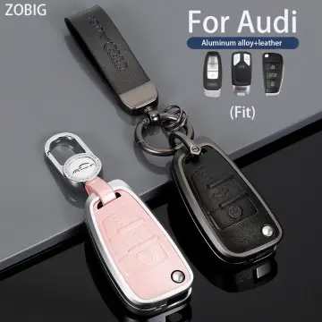 Car Key Fob Cover TPU Gold Plated is Suit for Audi A4 Q7 Q5 TT A3 A6 SQ5 R8  S5 Models Car Key , Available for Men and Women (White)