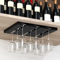 【cw】 Under Cabinet Punching Holder Wine Glass Rack function Classification Stemware Cup Hanging 1