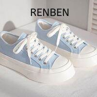 ❡♠☑ RENBEN การออกแบบความรู้สึกเฉพาะรองเท้าผ้าใบผู้หญิงแพลตฟอร์ม insels น้ําขึ้นน้ําลงโรงเรียนน่ารักรอบนิ้วเท้ารองเท้าผู้หญิง