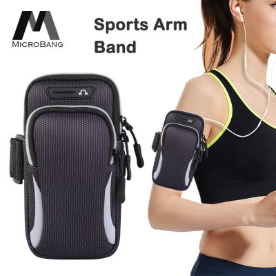 MicroBang Sports Arm Band Phone Arm Bands Arm Bag Cell Phone Holder Case Arm Band Strap With Zipper Pouch Mobile Exercise Running Workout for Android and Apple Phone