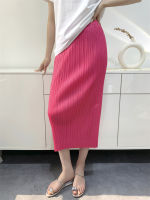 Summer Skirt Womens Side Slit Pleated Skirt Mid-length Slim-fit Slimming Pleated Skirt 2022 Summer Niche