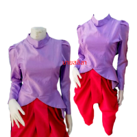 เสื้อไทยบรมพิมานปีกแมงเม่า สีม่วง ตัดเย็บด้วยผ้าไหมทอหนา งานจากห้องเสื้อ