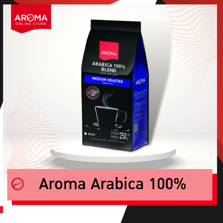 aroma-coffee-เมล็ดกาแฟคั่ว-arabica-100-ชนิดเม็ด-250กรัม-ซอง