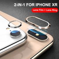 2-IN-1 Camera Lens Screen Protector Aluminum Alloy Ring Bumper Cover for Iphone Xr Lens Tempered Glass Film Protector Cover