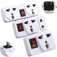 ◕ Universal EU UK US Extension Socket 2 Way Wall Power Outlet European American Plug Adapter Socket Converter With Switch 6A 250V