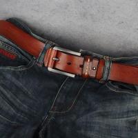 --npd230726●❐✕ Retro hand cow leather belt male real cowhide men belts han edition leisure Laos in the first layer cowhide pin buckle belt