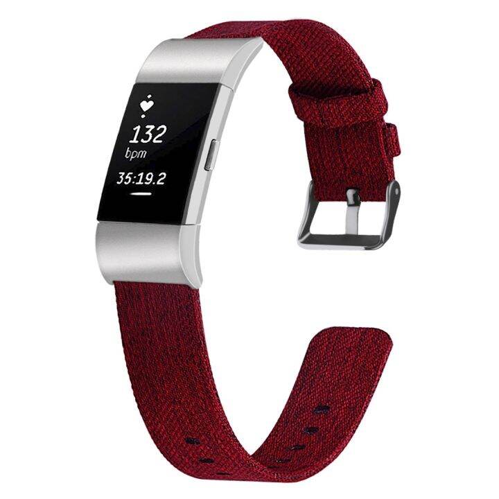 สำหรับ FITBIT Charge 2สมาร์ทวอท์ชสายนาฬิกาผ้าแคนวาสขนาด L(Red