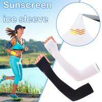 1Pair Cooling Arm Sleeves Men Women Gloves Sports Running UV Sun Protection Outdoor Ice Silk Arm Thumb Cover Cuff