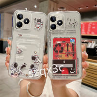 เคสโทรศัพท์2023โปร่งใสใหม่ Realme11 Realme Pro 11 10T 10 Pro + Plus C53 C55 4G เคสโทรศัพท์มีป้ายสัญลักษณ์กระเป๋าเก็บบัตรเคสนิ่มเคส TPU ลายนักบินอวกาศน่ารัก