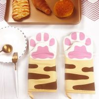 Cute Cat Paws Oven Mitts Cat Claw Baking Oven Gloves Anti-scald Microwave Heat Resistant Insulation Non-slip Paw Baking Gloves