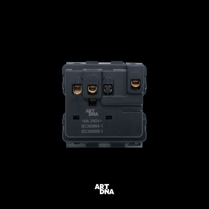 art-dna-รุ่น-a77-3-pin-socket-with-switch-สีดำ-ปลั๊กไฟโมเดิร์น-ปลั๊กไฟสวยๆ-สวิทซ์-สวยๆ-switch-design