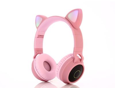หูฟังแมวหูหูฟังสีแมวและชุดหูฟังแบบกระพริบ2020หูฟังบลูทูธหูฟังเล่นเกมเรืองแสงสเตอริโอ