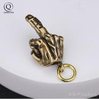 Metal Brass Raised Middle Finger Up Shape Keychain Pendant Jewelry Punk Rock Men Fashion Car Key Chain Ring Hanging Hand Keyring