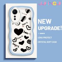 Jlingji เคสสำหรับ Vivo Y16 Y35 5G Y56 5G เคสลายหัวใจสีดำกรอบเคสมือถือกันกระแทกแบบนิ่มเคส TPU ซิลิโคนแบบใสรวมฝาครอบป้องกันหัวกล้องทั้งหมด