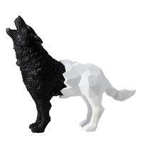 Abstract Geometric Style Resin Wolf Statue Animal Figurine Home Decor Office Desktop Living Room Decoration