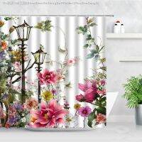 【CW】﹍✤✓  Floral Landscape Shower Curtain Printed with Hooks Cortina De Banheiro