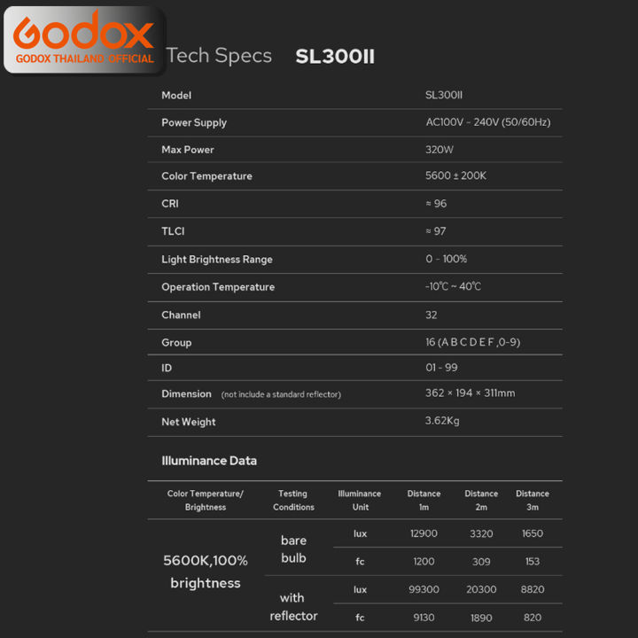 godox-led-sl300ii-320w-5600k-white-ver-bowen-mount-รับประกันศูนย์-godox-thailand-3ปี-sl300-sl-300-ii