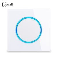 COSWALL 1/2/3/4 Gang 1/2 Way On / Off Wall Light Switch Large Aperture LED Backlight Data HDMI USB Charger Glass Panel White Power Points  Switches Sa