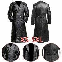 Retro mid-length leather mens large cape coat coat