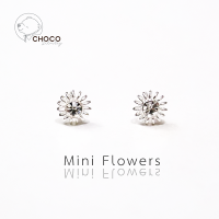 (925S) 3 mm-White ต่างหูดอกไม้มินิมอลเงินแท้ Sterling Silver Mini Flower Stud Earrings