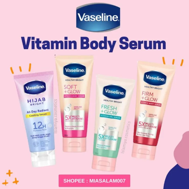 Vaseline Vitamin Body Serum Soft Glow Firm Glow Fresh Glow Hijab Bright 180 Gr Lazada 6005