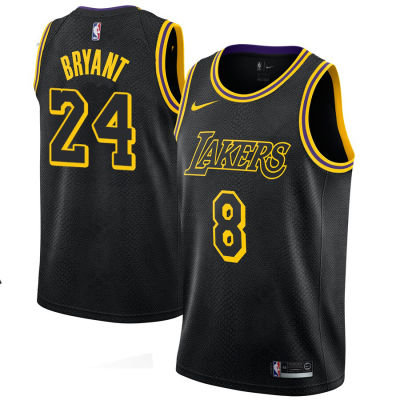 2021 Nba Bola Keranjang Asli Nba Bola Keranjang Jersey Lelaki Los Angeles Lakers 8 &amp; 24 Kobeˉbryant Menekan Panas Retro Swingman Jersi Laknat Hitam