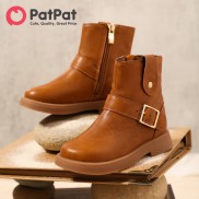 PatPat Shoes Giày Bé Trai Bé Gái Trẻ Tập Đi Giày Bốt Màu Trơn Chi Tiết Có