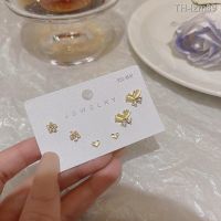 ? เครื่องประดับ 925 silver needle light luxury small delicate zircon suit opal stud earrings female ins boom butterfly earrings earrings