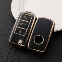 lujie Car Key Fob Cover for VW Volkswagen Polo Golf Passat Beetle Caddy Tiguan Skoda Octavia Kodiaq Seat Leon Altea