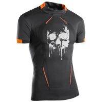 Breathable short-sleeved summer mens fitness training speed drying stylish short sleeve T-shirt printing to break the skull