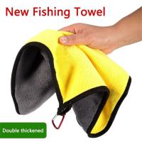 YINGXING อุปกรณ์กีฬาตกปลาผ้าหนาซับน้ำได้ดีพร้อมหัวเข็มขัดผ้าขนหนูตกปลาเช็ดมือผ้าขนหนูสำหรับตกปลา