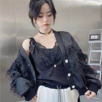 เสื้อคลุมสีขาวของผู้หญิงฤดูร้อนใหม่ทอดถนนขี้เกียจลมใบบัวขอบกลวงลูกไม้ระบายอากาศชุดเบสบอล