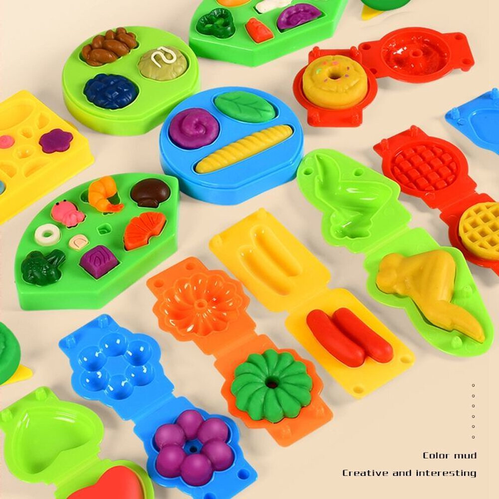 Intend Kitchen Playset Color Mud Play Dog Set Playthrough Set untuk kanak kanak Plastik Slime Set Main Makanan