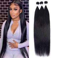 Modern Show Peruvian Hair Bundles Straight Human Hair Weave Bundles Remy Hair Extension Natural Black 1/3/4 Pcs 30 32 Inches Wig  Hair Extensions  Pad