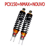 SALE โช๊คหลังแต่งมอเตอร์ไซด์ทรง ไชโย สำหรับ PCX150=NMAX=NOUVO (สปริงดำ/ทอง) ยาว 310 mm