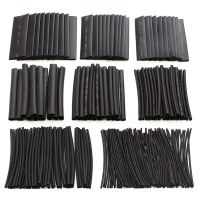 128pc Black Heat Shrink Tube Assortment Wrap Electrical Insulation Cable Tubing 8 Sizes 80mm Polyolefin Material Heatshrink Tube Cable Management