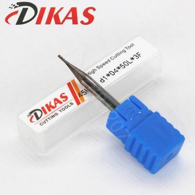 Dikas 45hrc D1 * D4 * 50l * 3f คาร์ไบด์ปลายแบน3ขลุ่ย1มม. เคลือบนาโนใช้สำหรับเครื่องมิลลิ่งความเร็วสูง