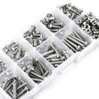 M3 เหล็กกล้าไร้สนิม SS304 หัวปุ่ม Hex Socket Screw Bolt Nut Assortment Kit-340pcs