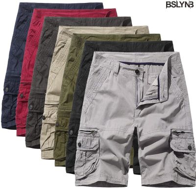 กางเกงขาสั้นสินค้าที่มีกลยุทธ์ผ้าฝ้ายแบบทหารสำหรับผู้ชาย,กางเกงขาสั้นสไตล์ทหารทรงหลวมมีกระเป๋าหลายใบแฟชั่นฤดูร้อน2023