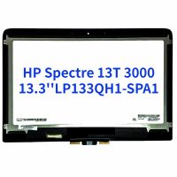 13.3 แอสเซมบลีสำหรับ HP Spectre 13T 3000 13T-3000 LP133QH1-SPA1 LP133QH1 SPA1 QHD อะไหล่แผงดิจิไทเซอร์หน้าจอสัมผัส LCD