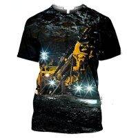 Excavadora รถแทรกเตอร์3D Impreso Camiseta Hombres Mujeres ฟิตเนส Ropa ไม่เป็นทางการ Suelta Harajuku Tops