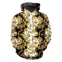 2023 style Brand Autumn Winter Original Brand Mens Printing High Quality Baroque Court Crown Golden Flower Luxury O-neck Luxury Hoodie，can be customization