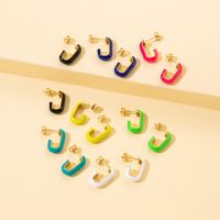 【YF】☁❀☏  Fashion Drip Enamel C Hoop Earrings Temperament Ladies Birthday Jewelry Wholesale Sales